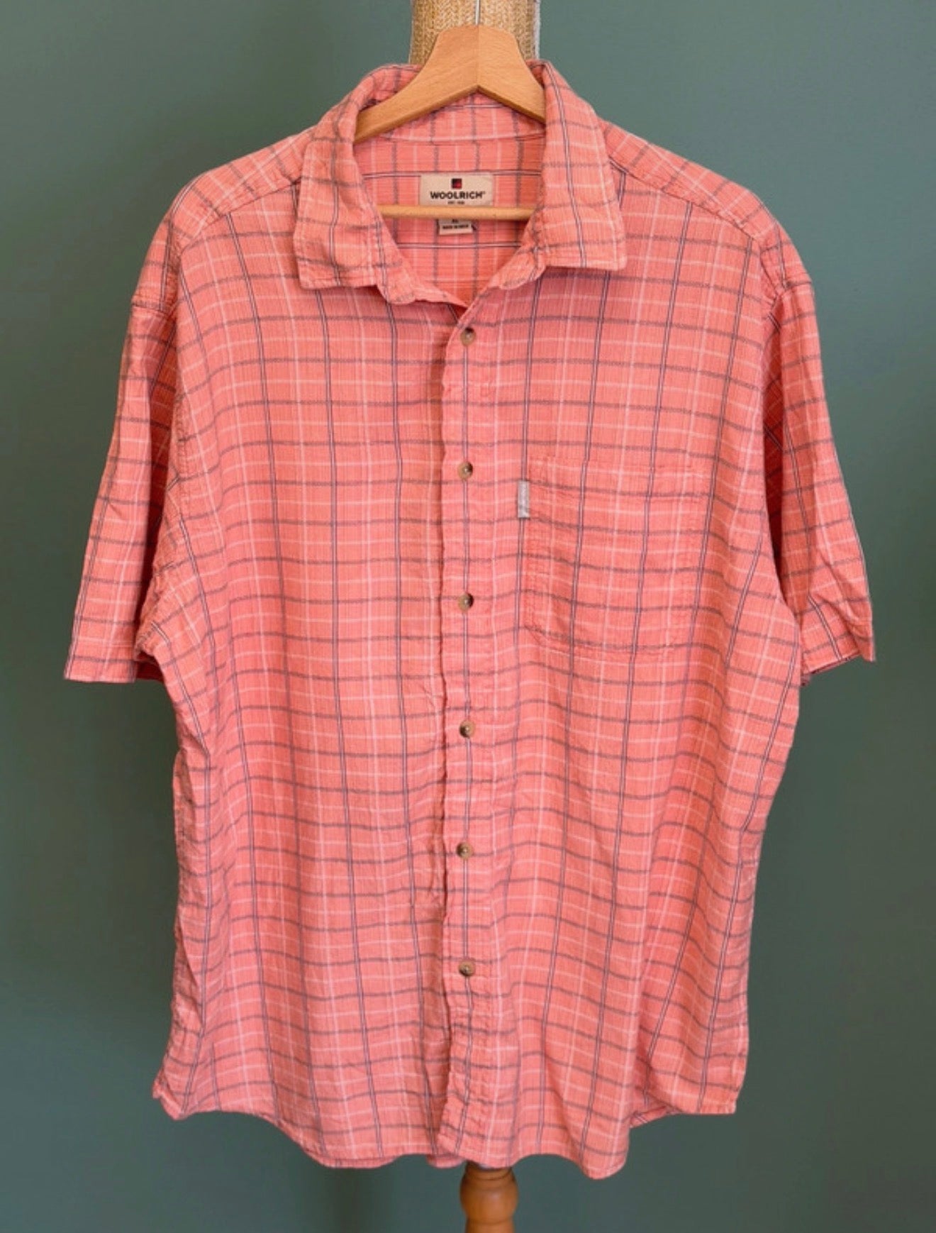 Chemise à carreaux rose saumon - Woolrich - Taille XL