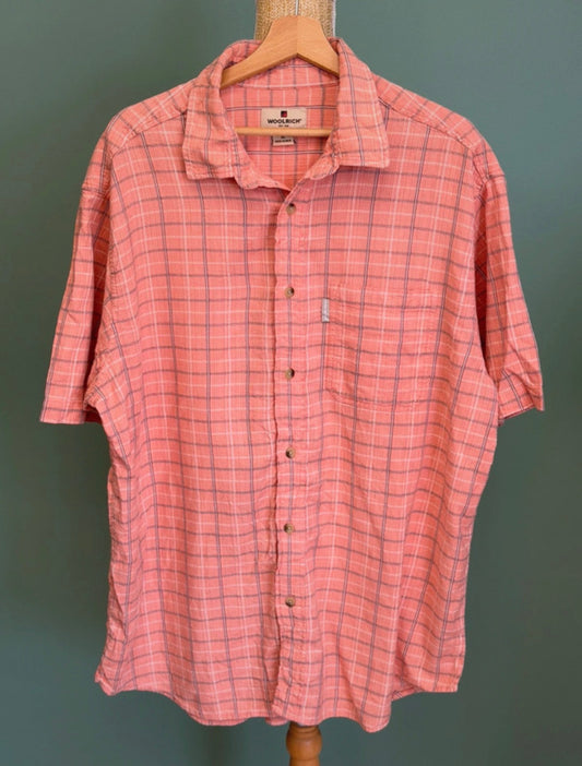 Chemise à carreaux rose saumon - Woolrich - Taille XL