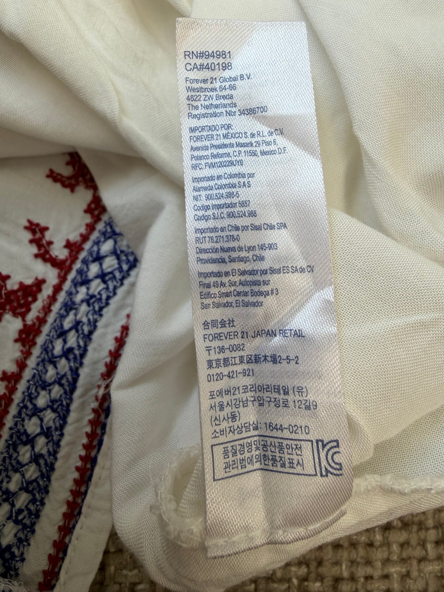 Blouse cache-cœur brodée blanche Forever 21 femme M
