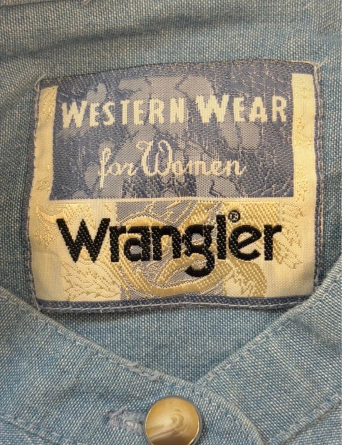Chemise bleu chambray brodée - Wrangler Western Wear - Taille L