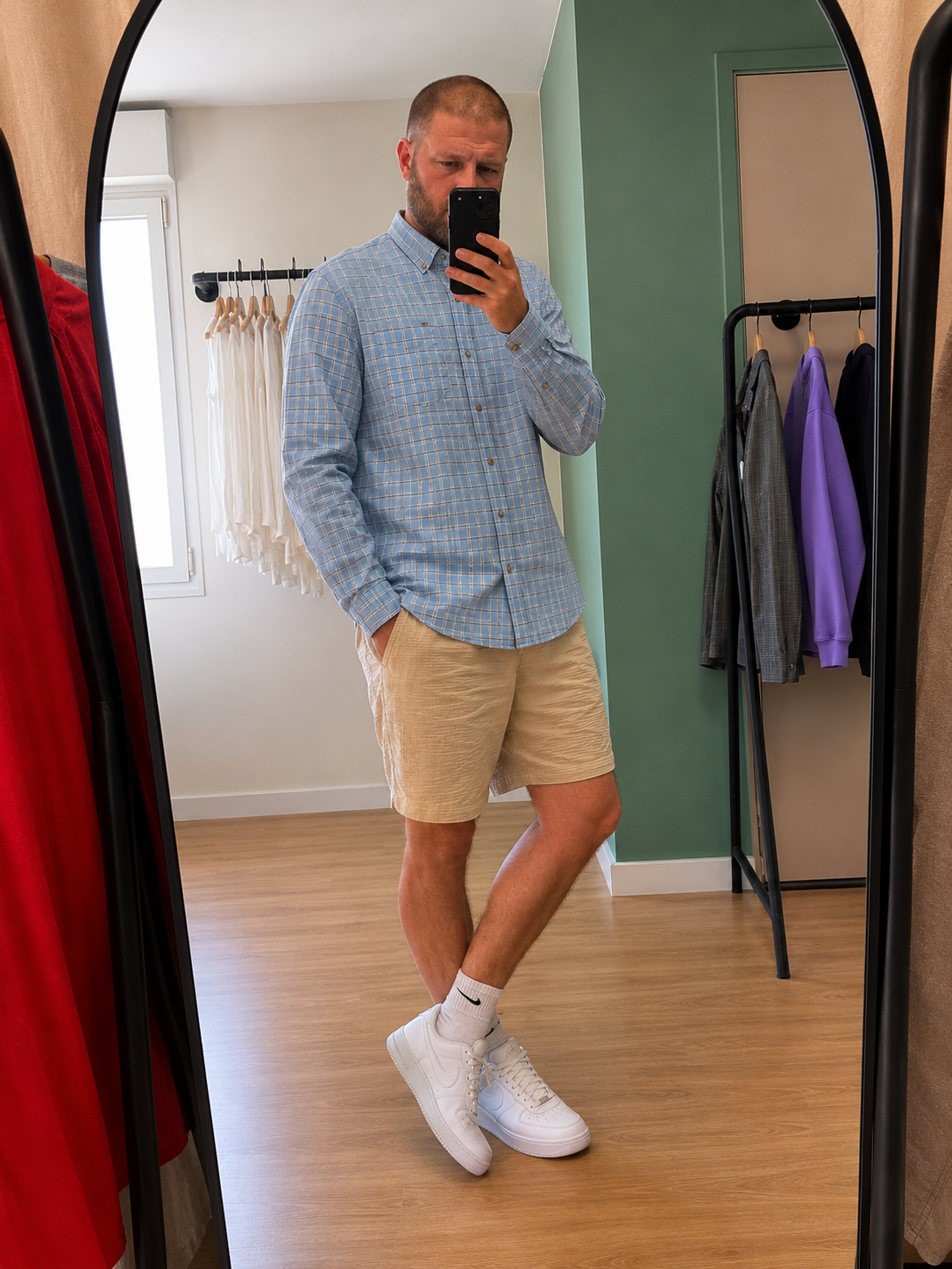 Chemise à carreaux bleu ciel - Eddie Bauer - Taille L