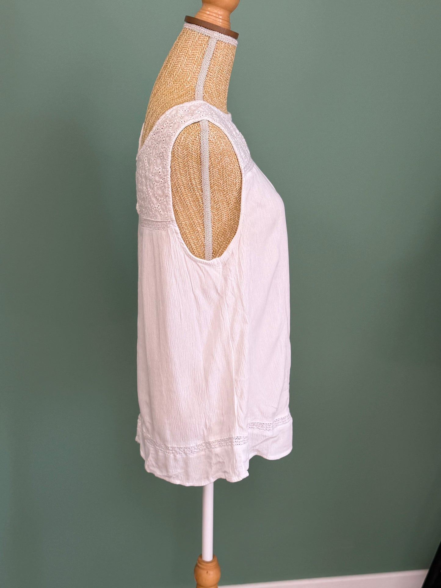 Débardeur George blanc à empiècement brodé femme XL