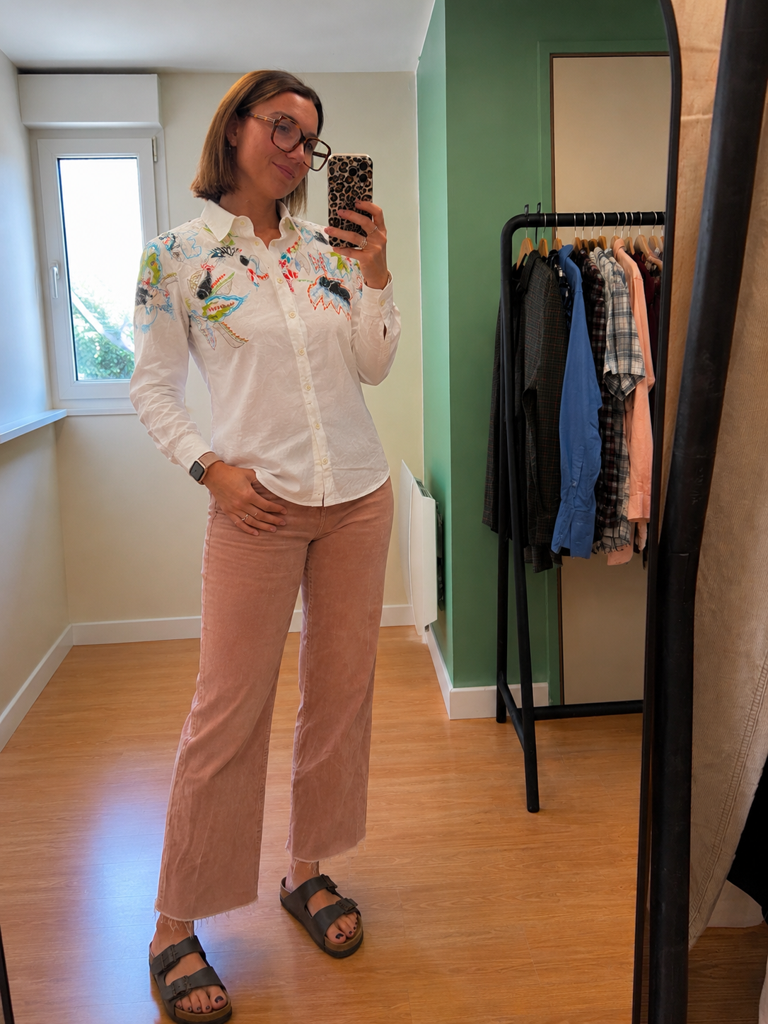 Chemise Desigual blanche brodée multicolore femme T36