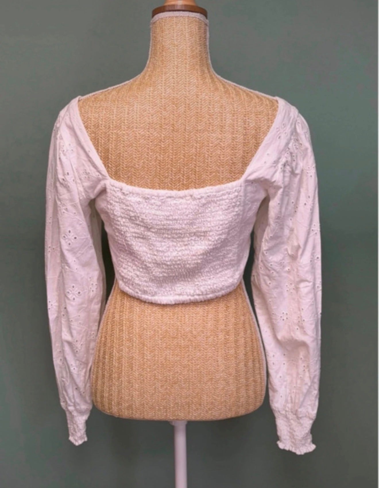 Crop top blanc broderie anglaise – Taille S
