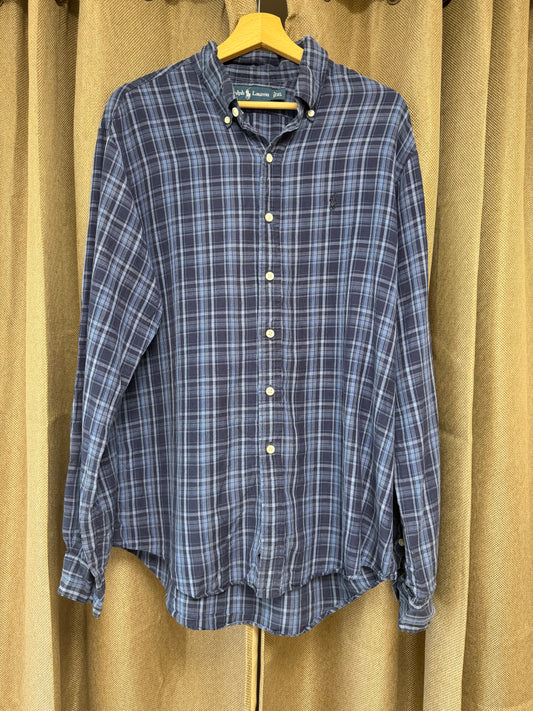 Chemise homme Ralph Lauren Custom Fit à carreaux bleus