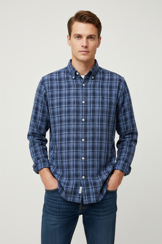 Chemise homme Ralph Lauren Custom Fit à carreaux bleus