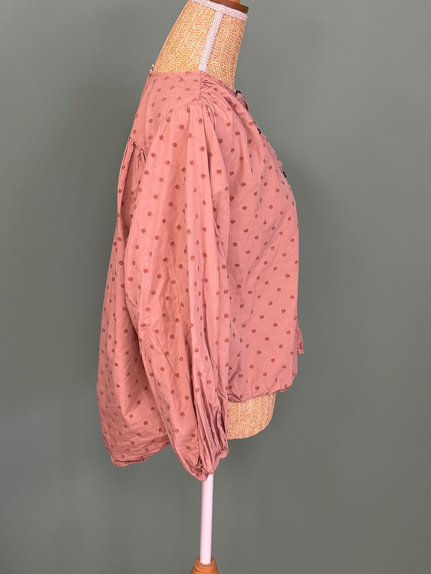 Blouse plumetis vieux rose ZARA 100 % coton – Taille S