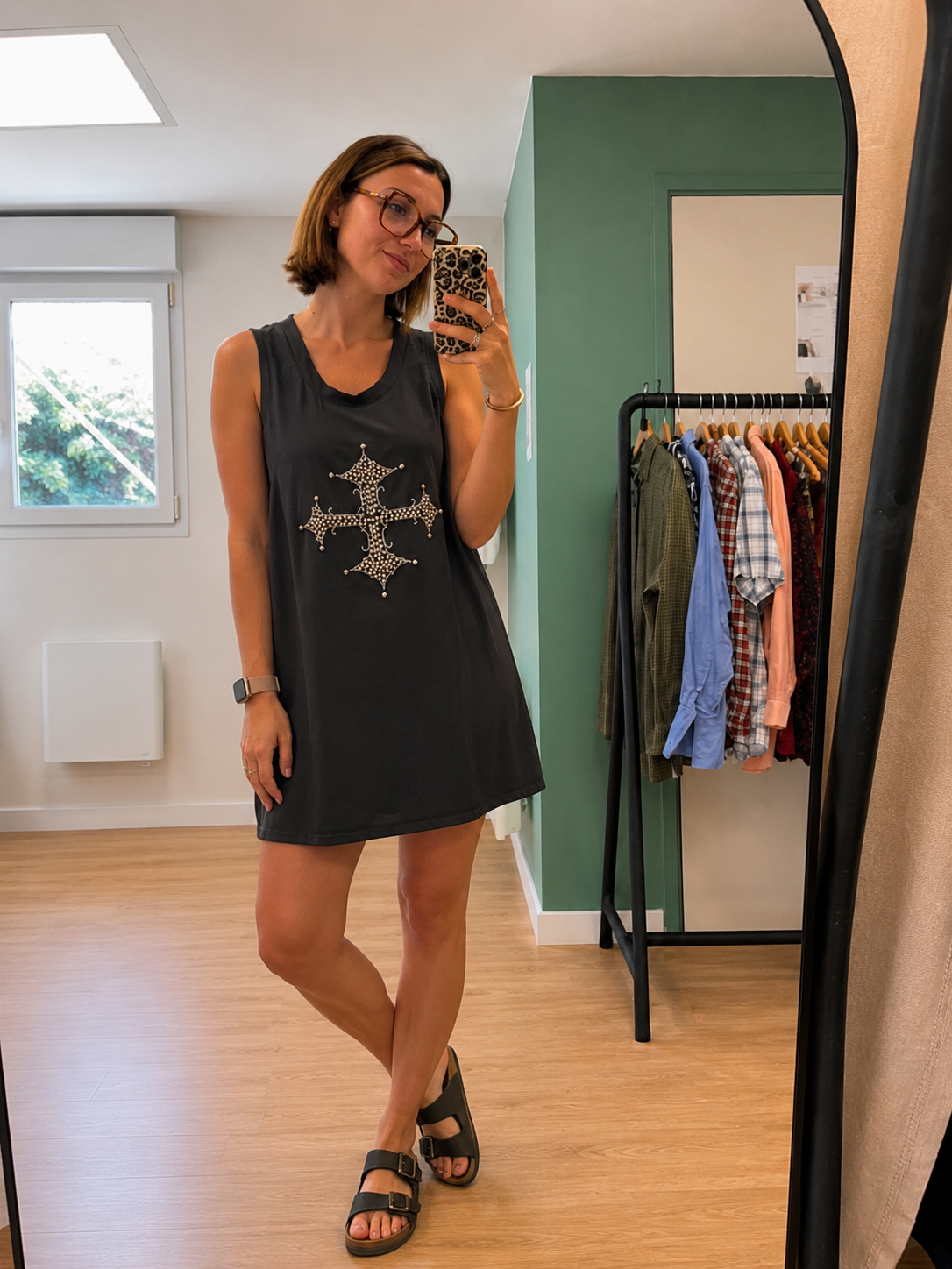 Robe noire fluide avec strass - Ethina - Taille L