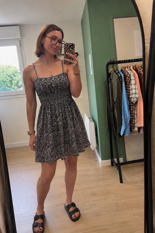 Robe fluide noire à imprimé cachemire - Taille M