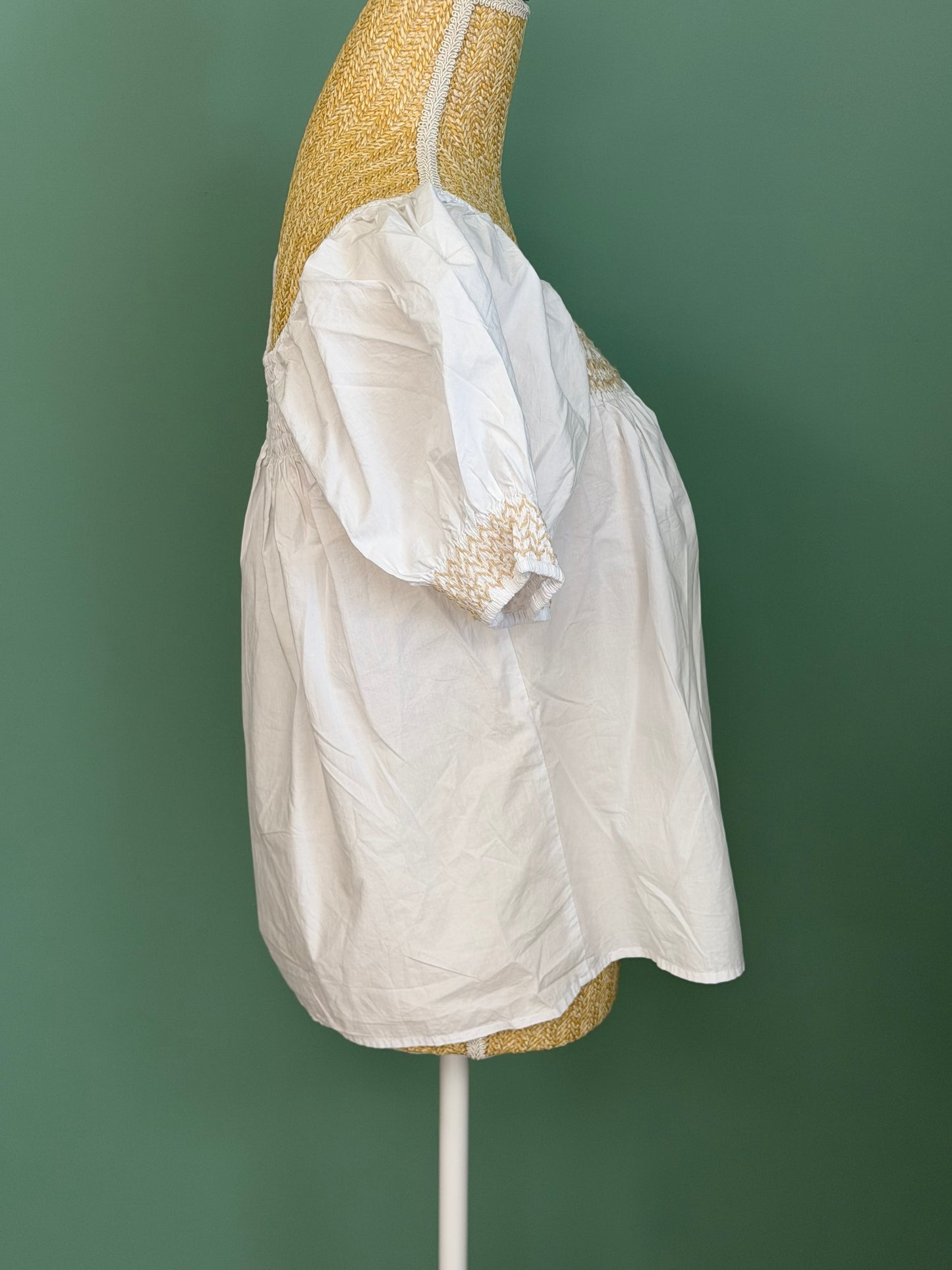 Blouse blanche à smocks et manches bouffantes femme Xhilaration M
