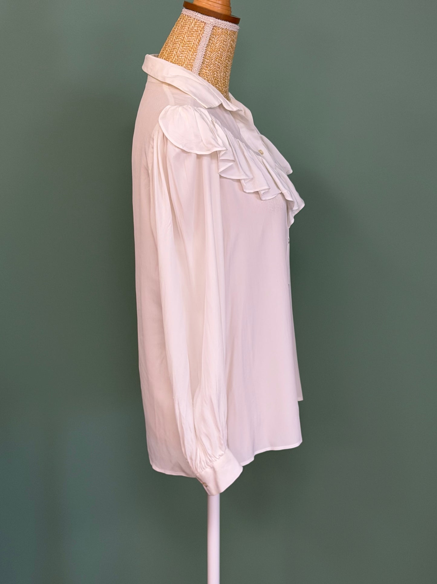 Chemisier Maje blanc à volants – Taille S