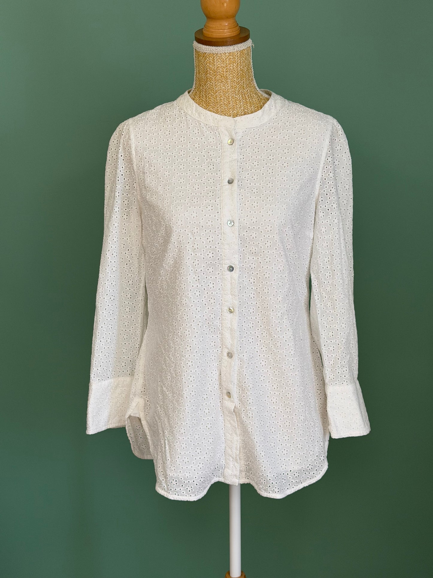 Chemise blanche en broderie anglaise femme M