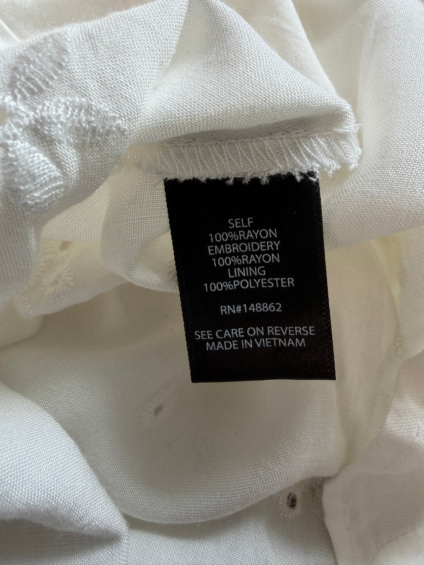 Blouse blanche brodée à manches 3/4 femme XL