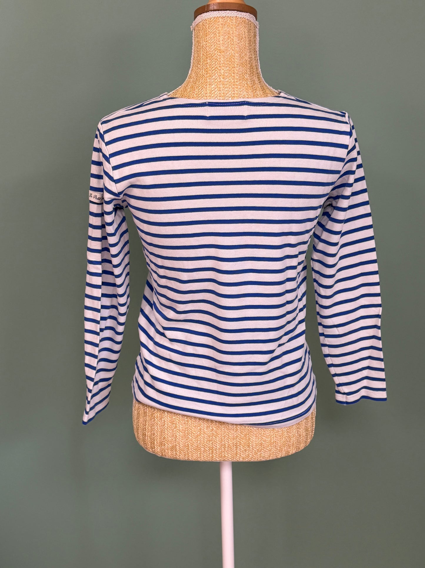 Marinière Le Petit Breton blanche et bleue en coton – Taille XS