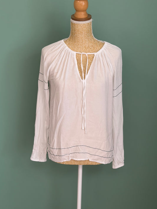 Blouse bohème blanche à liens femme L