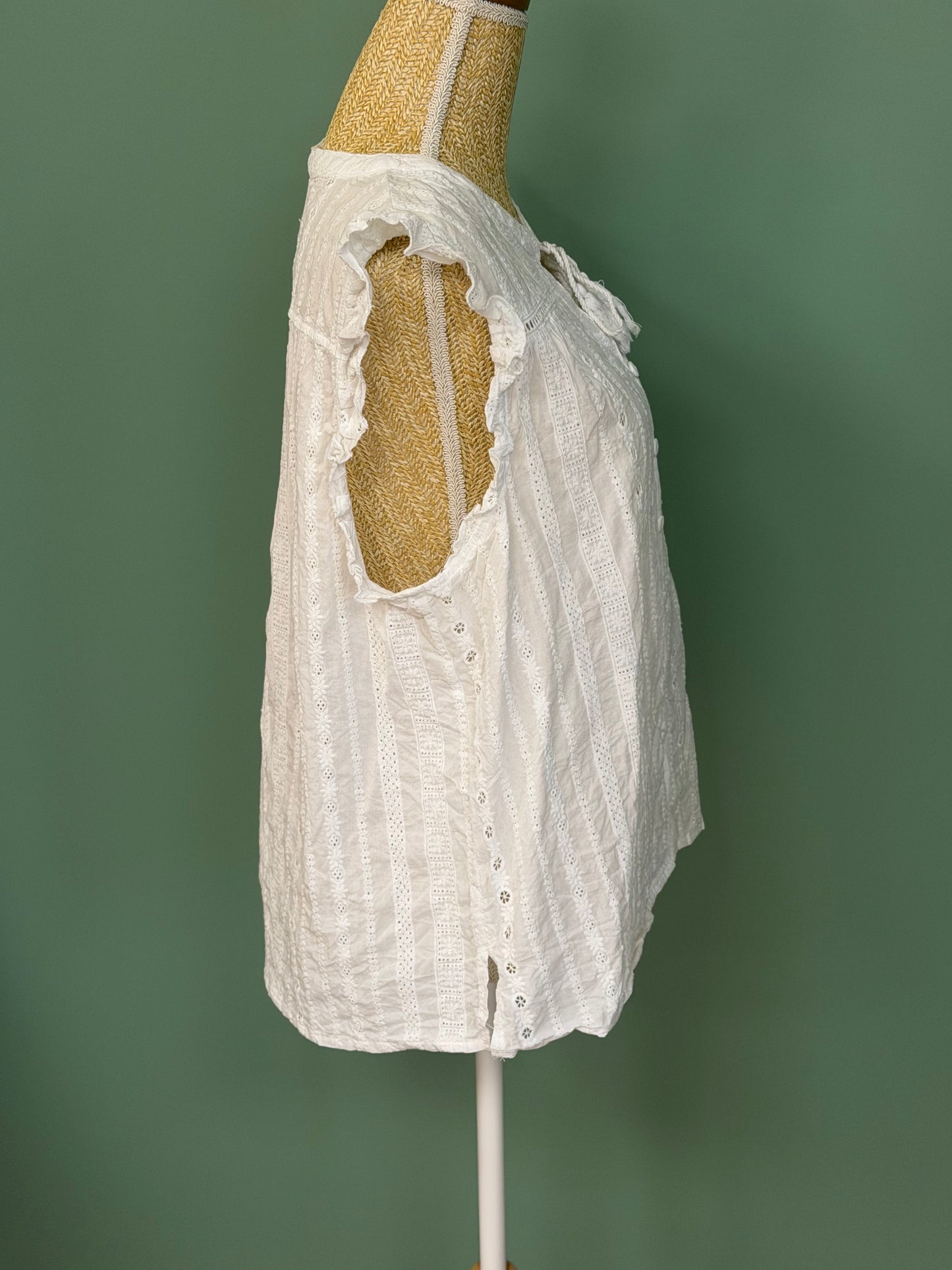 Débardeur brodé à fleurs blanc cassé – Taille XL