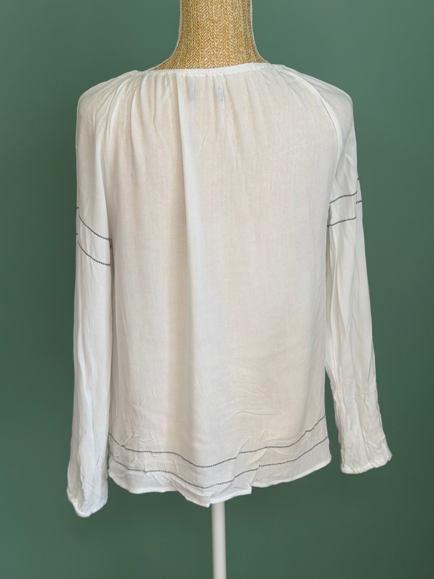 Blouse bohème blanche à liens femme L