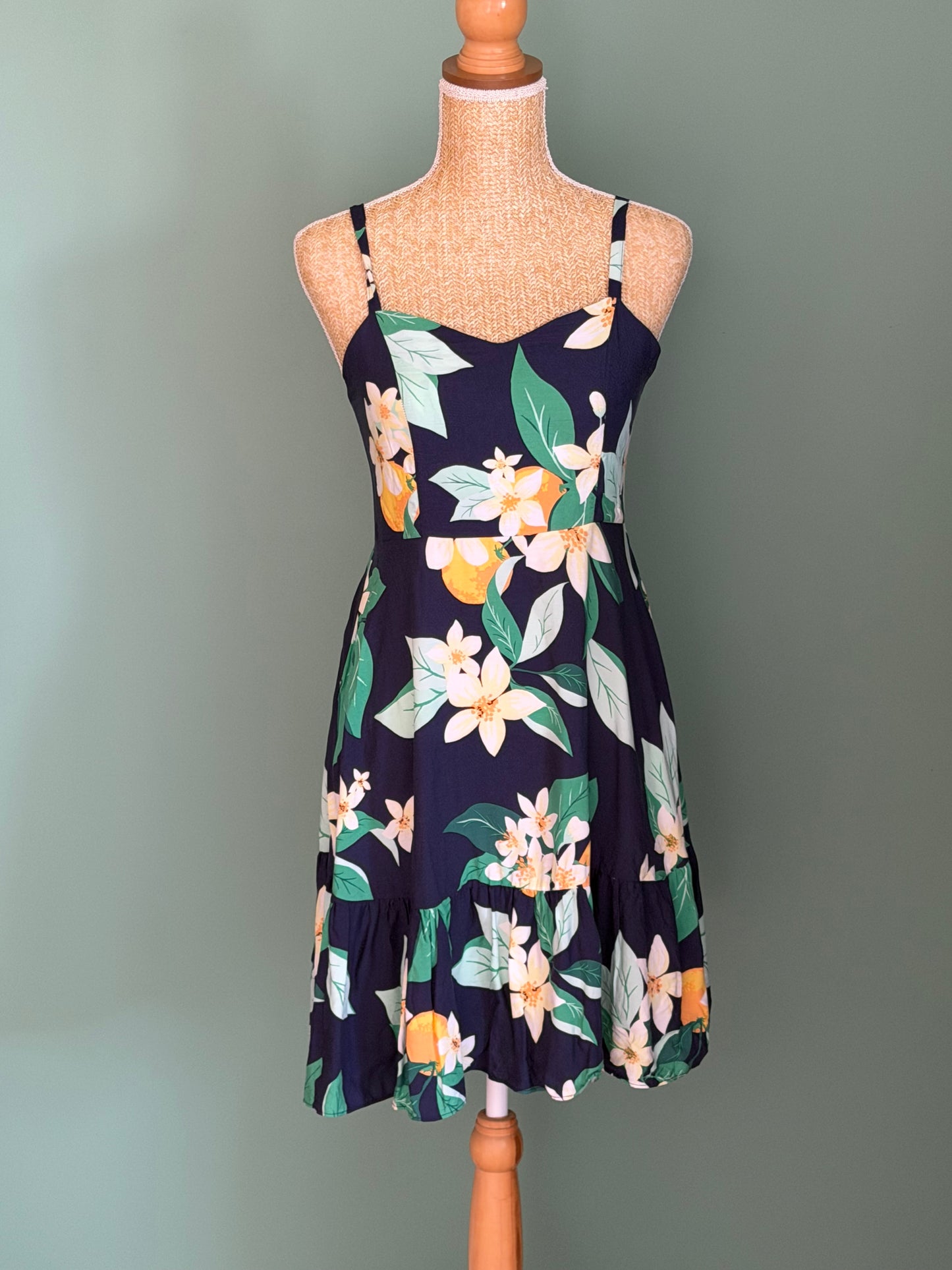 Robe fleurie marine à imprimé citronnier – Taille S