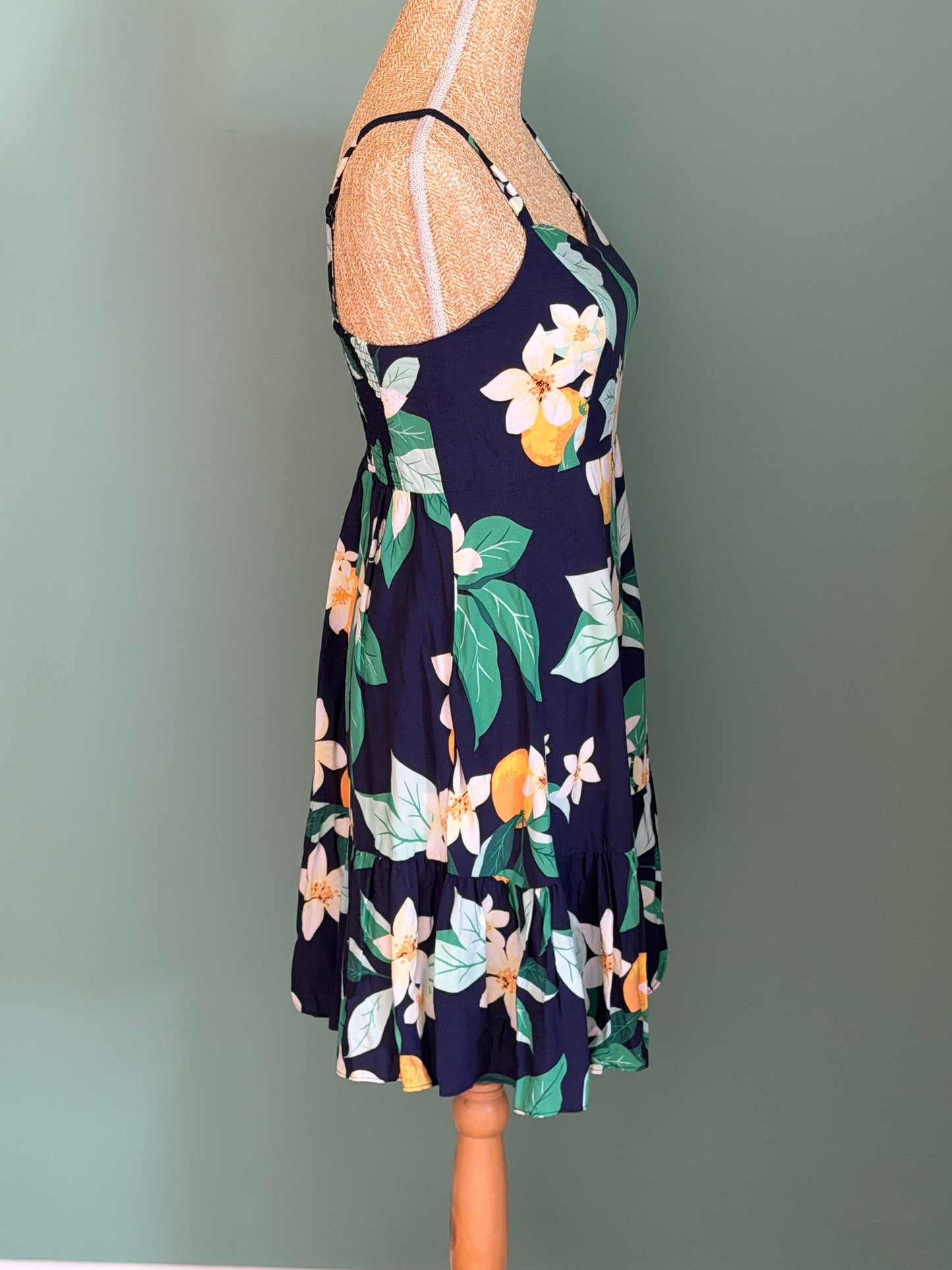 Robe fleurie marine à imprimé citronnier – Taille S