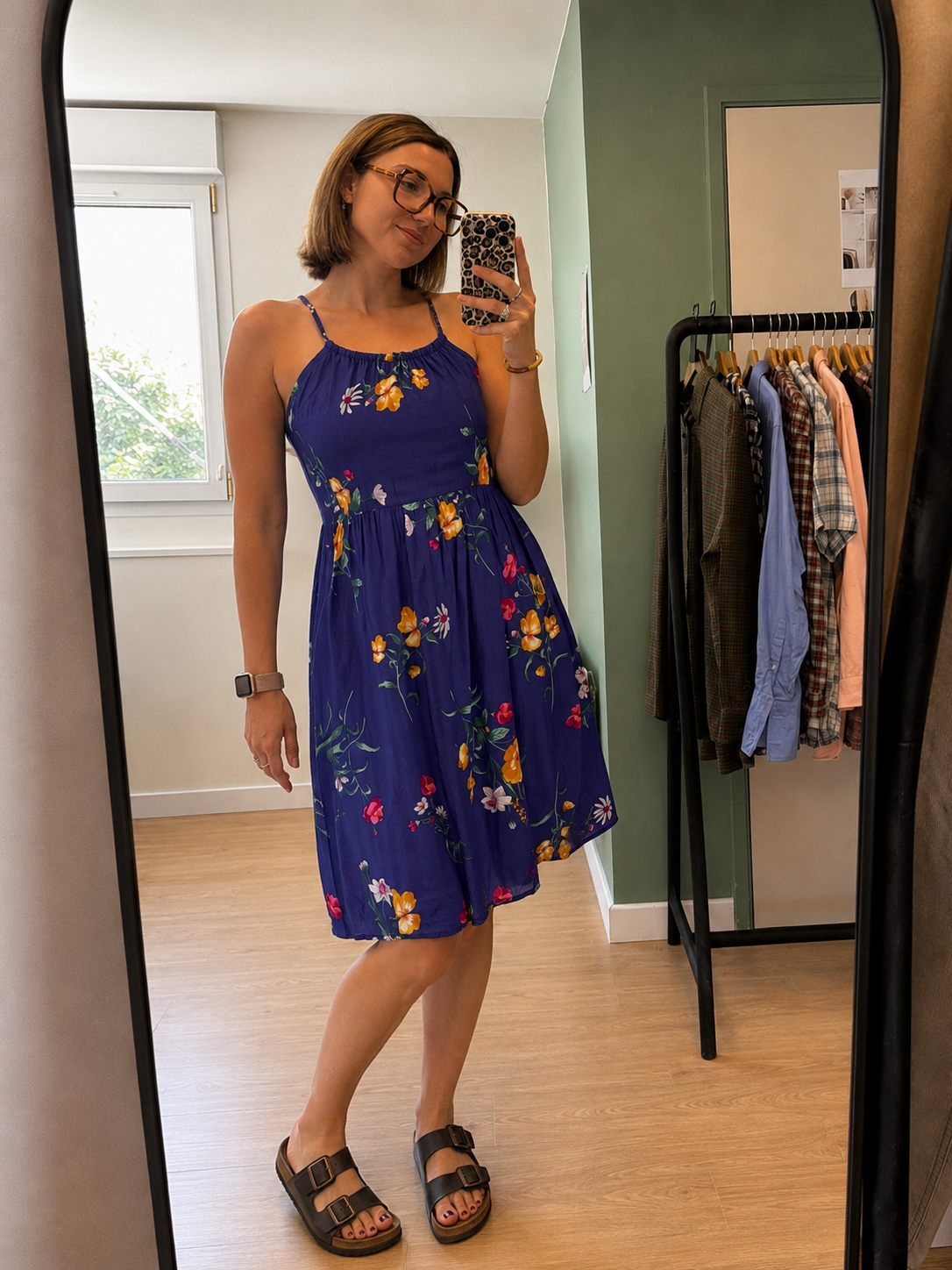 Robe longue fleurie bleu roi – Taille L