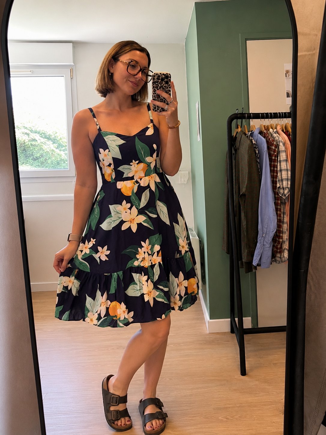 Robe fleurie marine à imprimé citronnier – Taille S