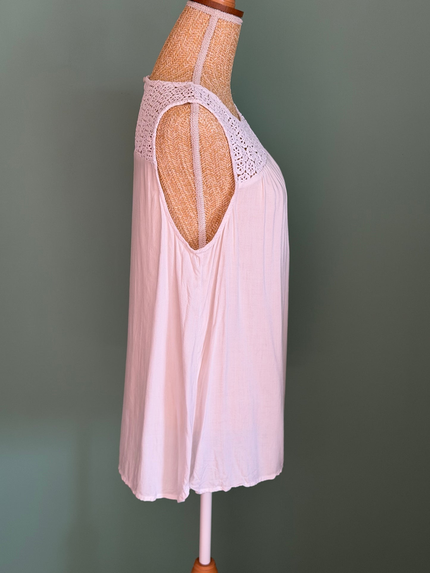 Débardeur fluide blanc avec dentelle – Taille L