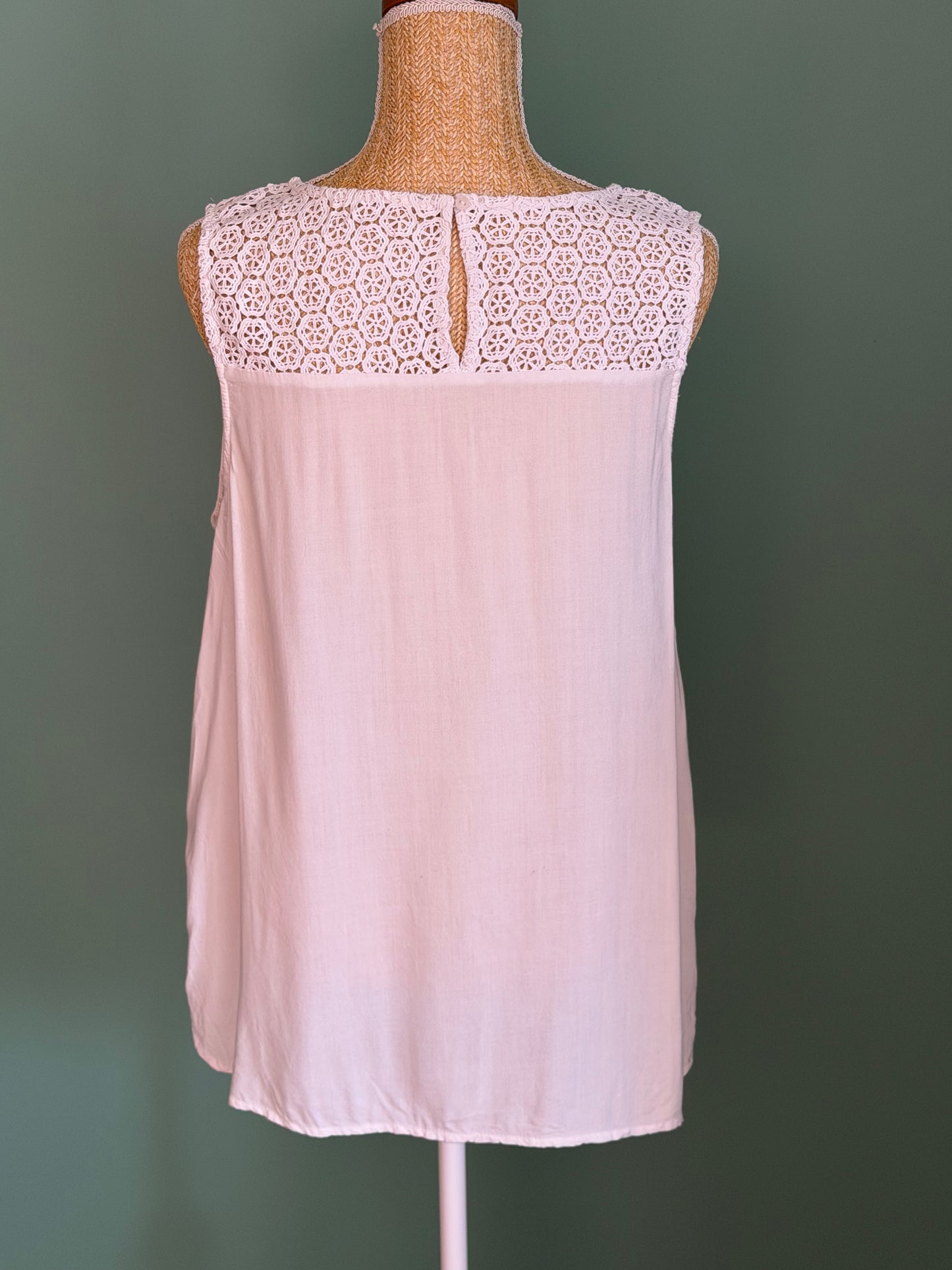 Débardeur fluide blanc avec dentelle – Taille L