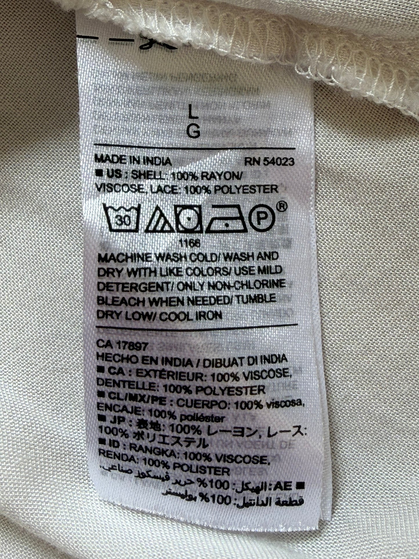 Débardeur fluide blanc avec dentelle – Taille L