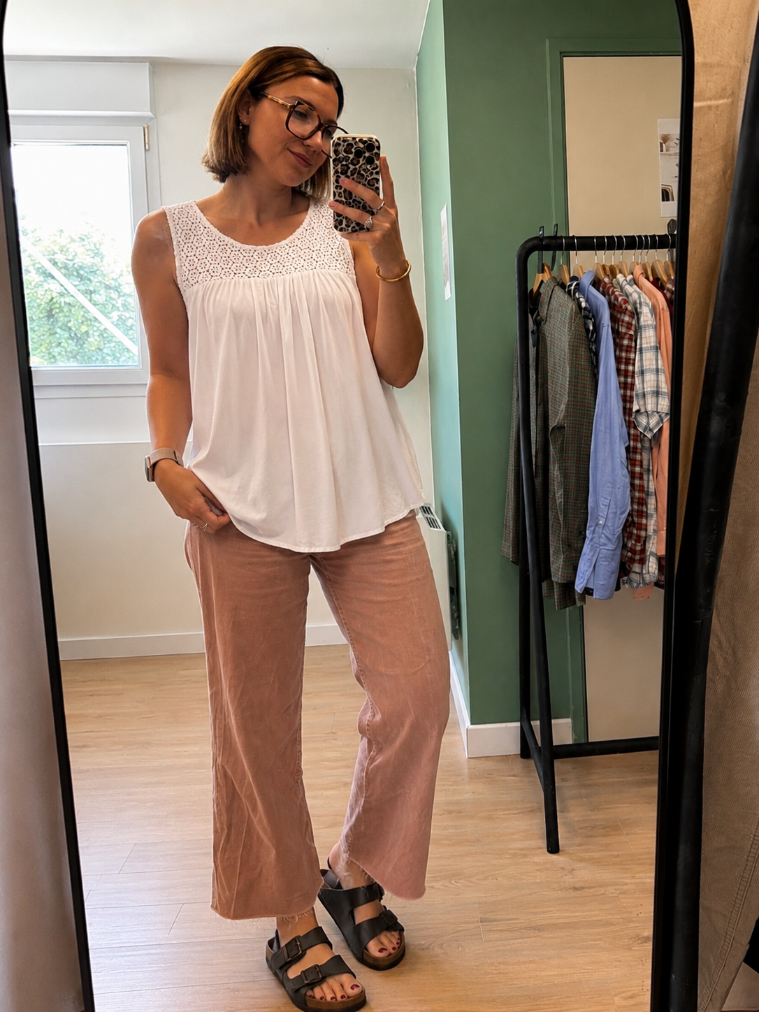 Débardeur fluide blanc avec dentelle – Taille L