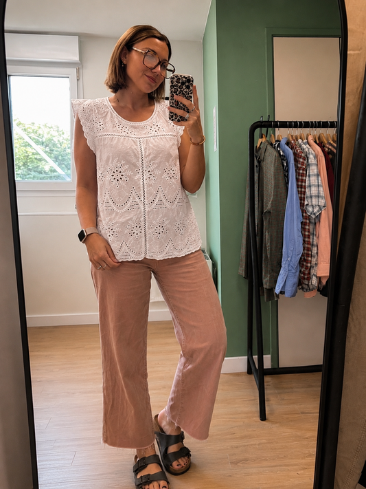 Blouse brodée blanche – Taille XL