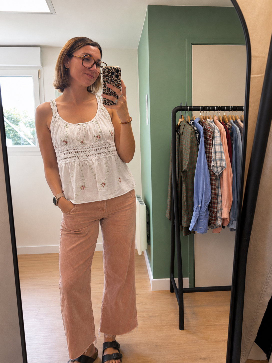 Débardeur bohème blanc brodé en coton – Taille S/M