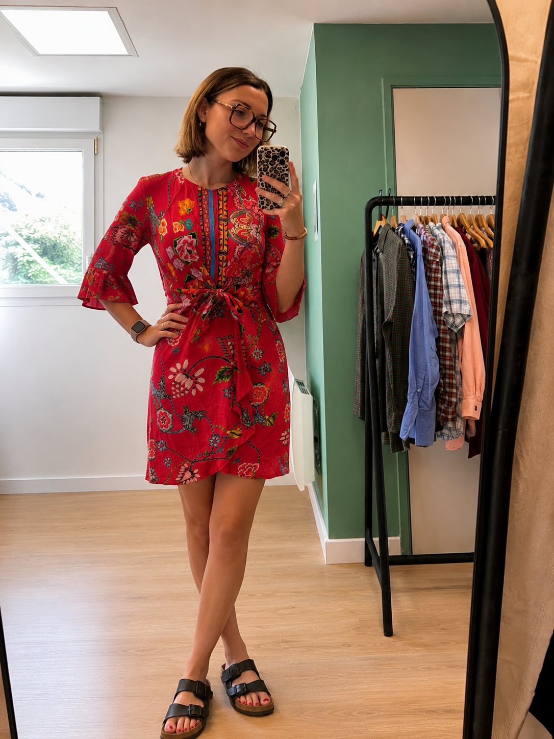 Robe fleurie Desigual rouge imprimé floral ceinturée – Taille 36