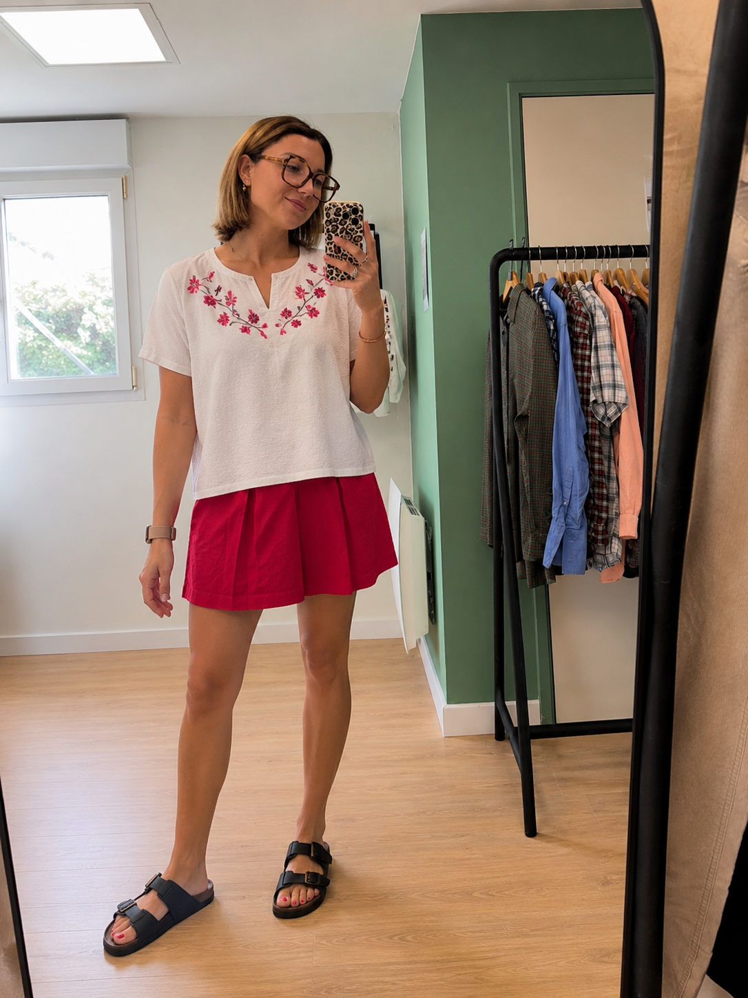 Jupe Naf Naf rouge évasée – Taille 36