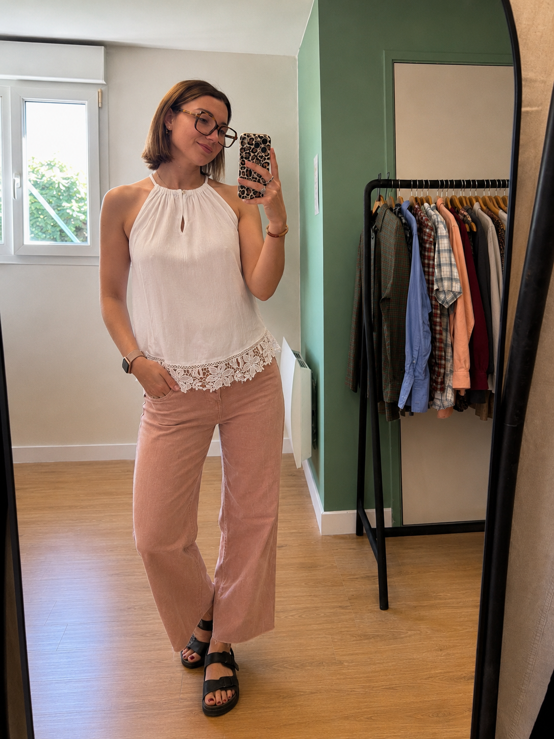 Débardeur fluide blanc en viscose avec dentelle – H&M – Taille M