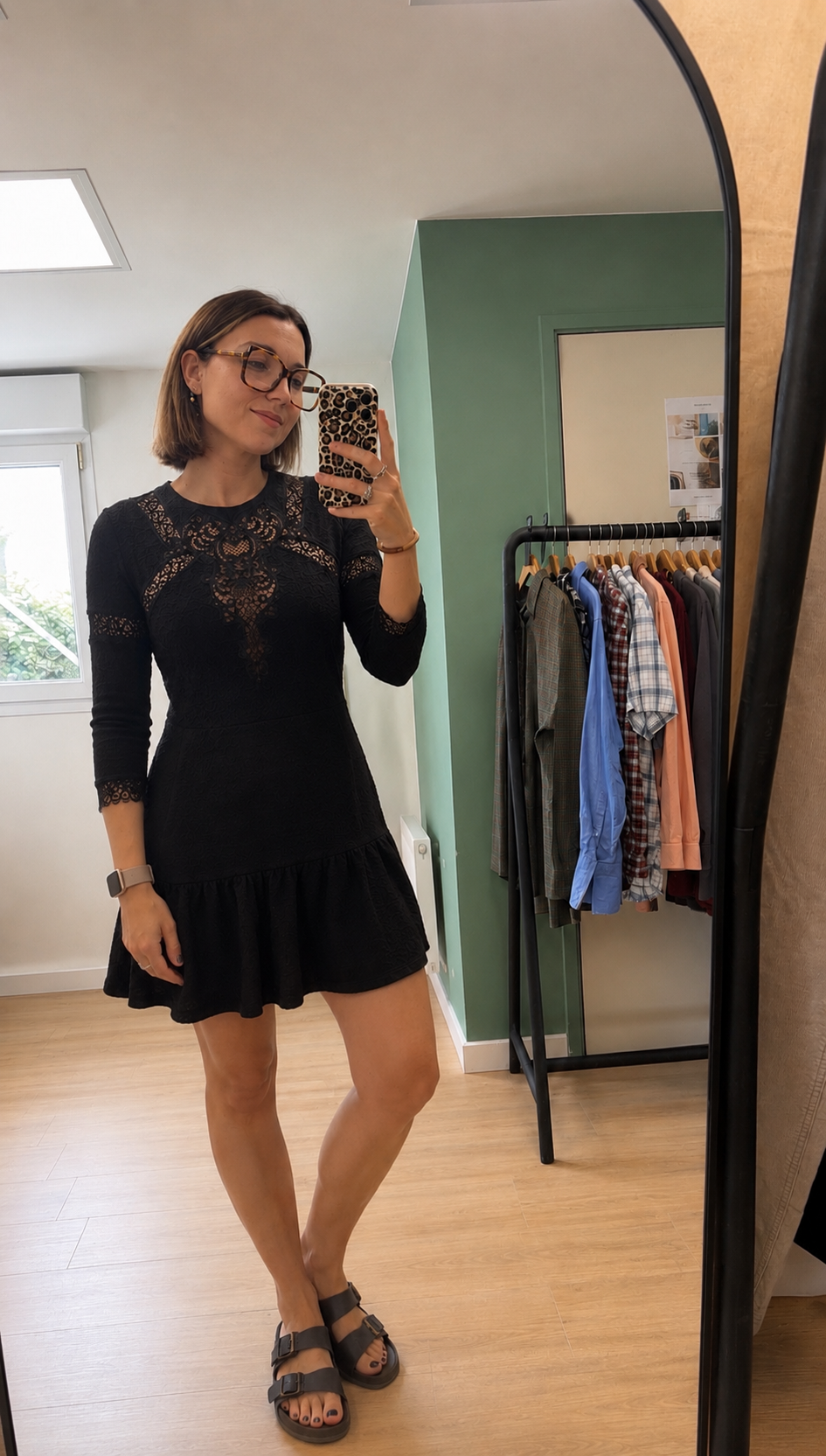 Robe noire en dentelle The Kooples à manches 3/4 – Taille S
