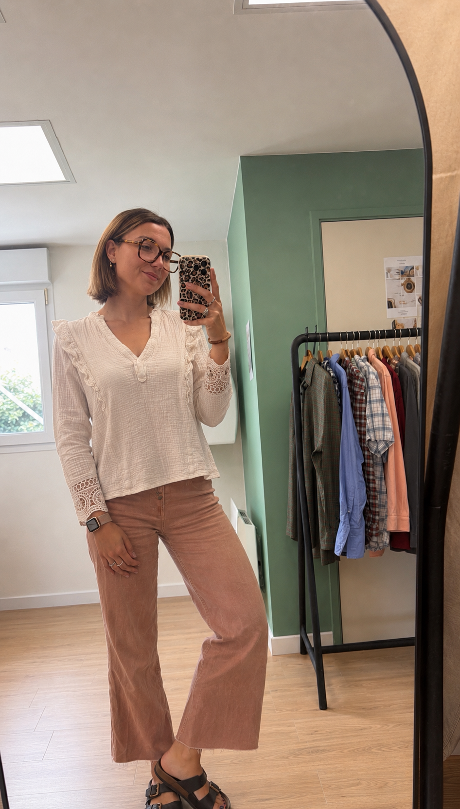 Blouse en gaze de coton blanche à volants et dentelle Atelier Événs – Taille S/M