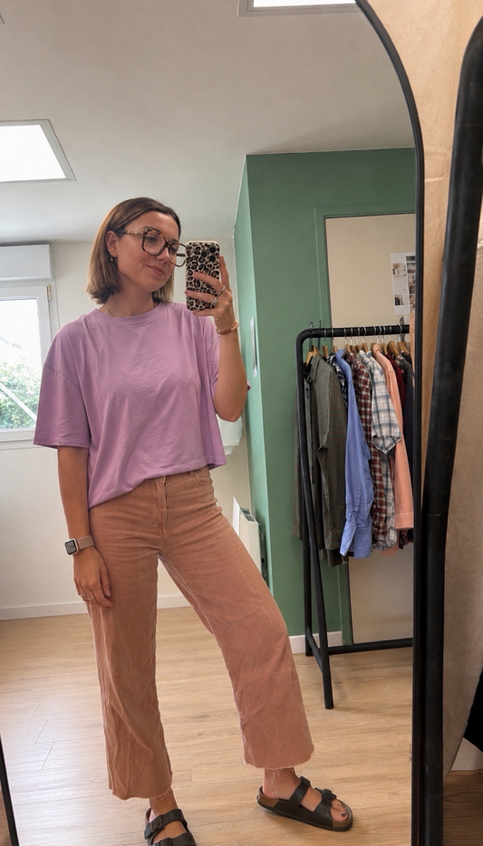 T-shirt oversize rose lilas ZARA – Taille M
