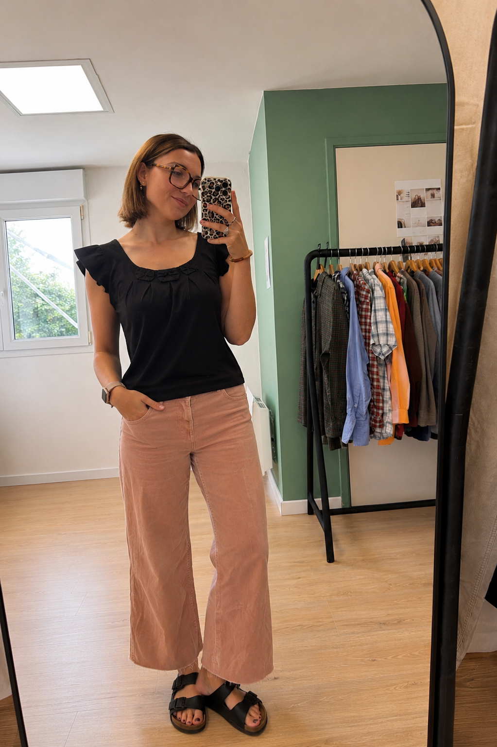 Top noir Comptoir des Cotonniers 100 % coton à volants – Taille L