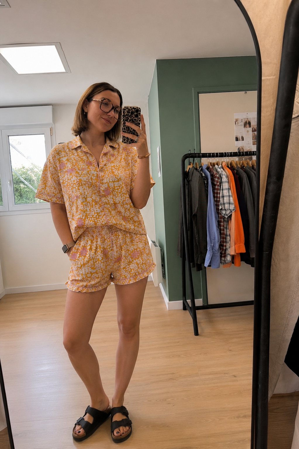 Ensemble Monoprix femme chemise et short fleuri 100% coton taille S