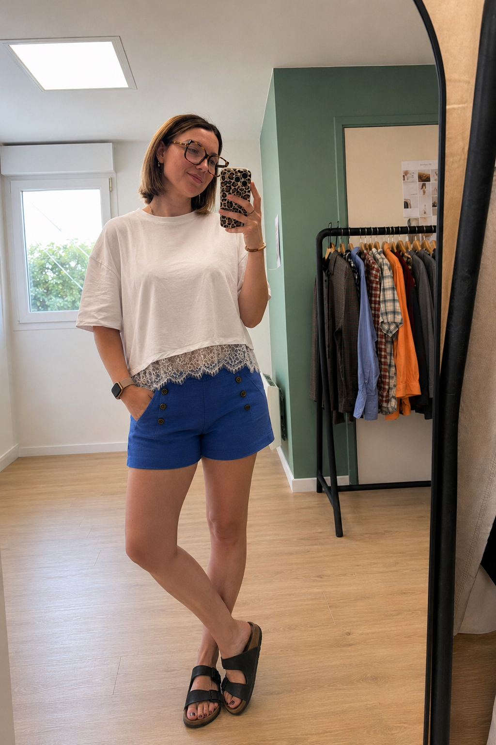 Short bleu Zara Basic femme taille M style marin