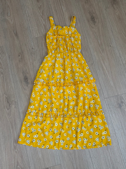 Robe longue fleurie jaune sans marque femme taille XS