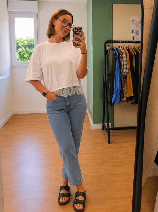 Jean rayé bleu Camaïeu femme taille 38