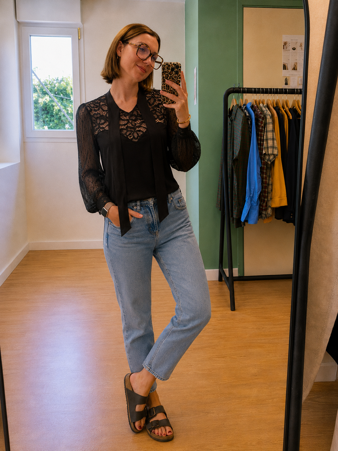 Blouse noire en dentelle Morgan de Toi femme taille M