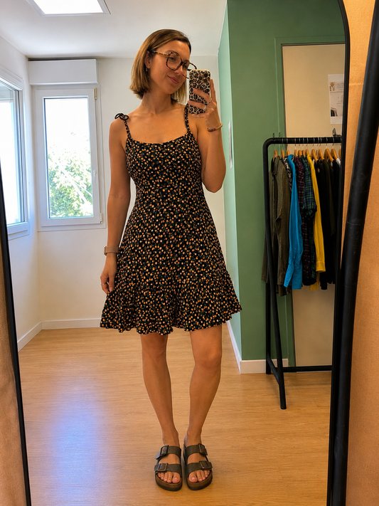 Robe noire imprimé citron femme taille L