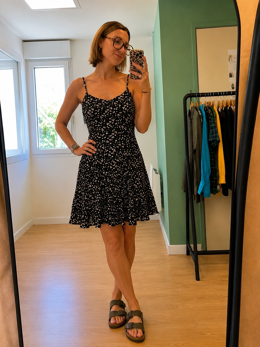 Robe fleurie noire femme taille L
