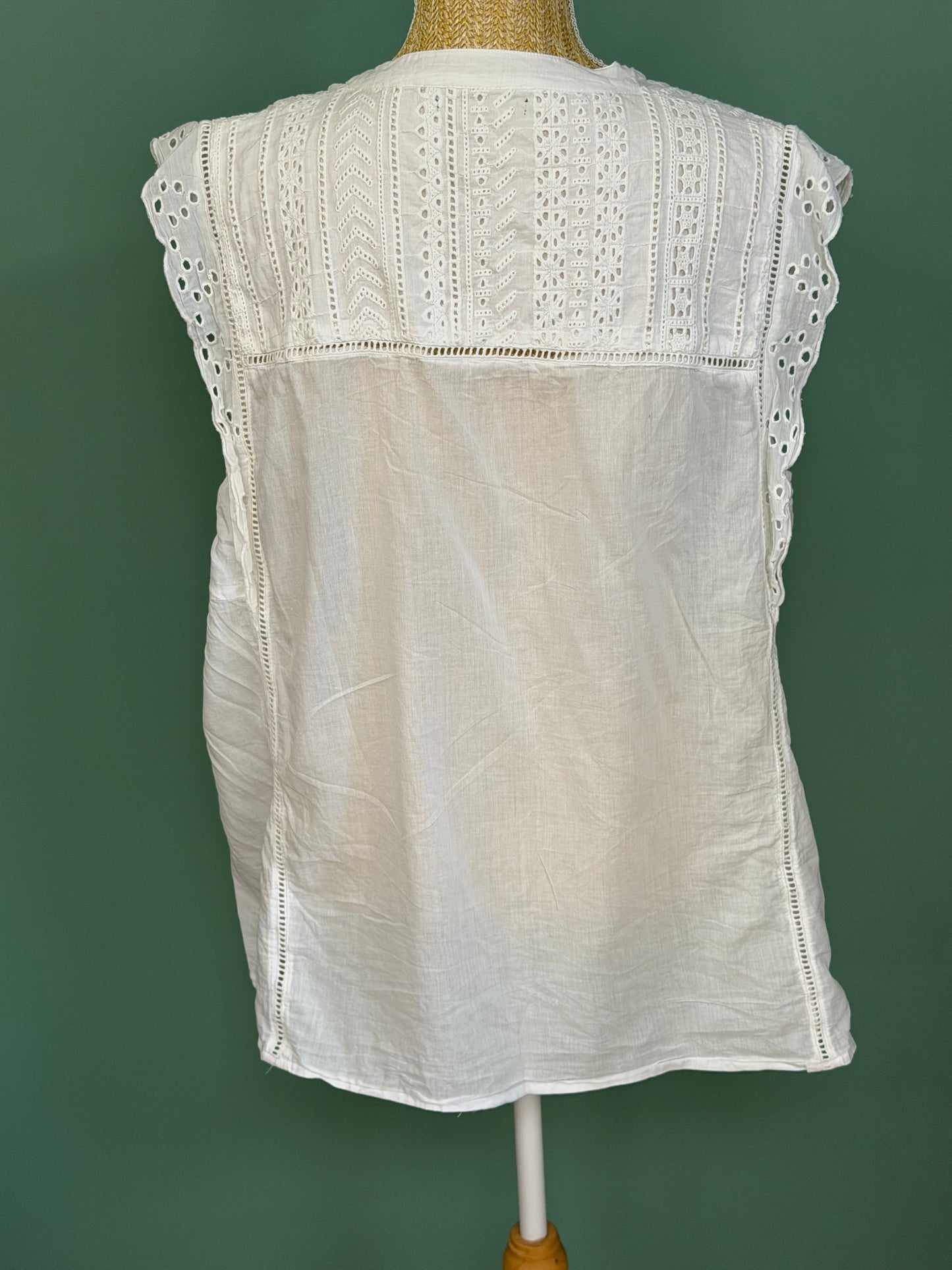 Blouse bohème blanche en coton ajouré femme XL