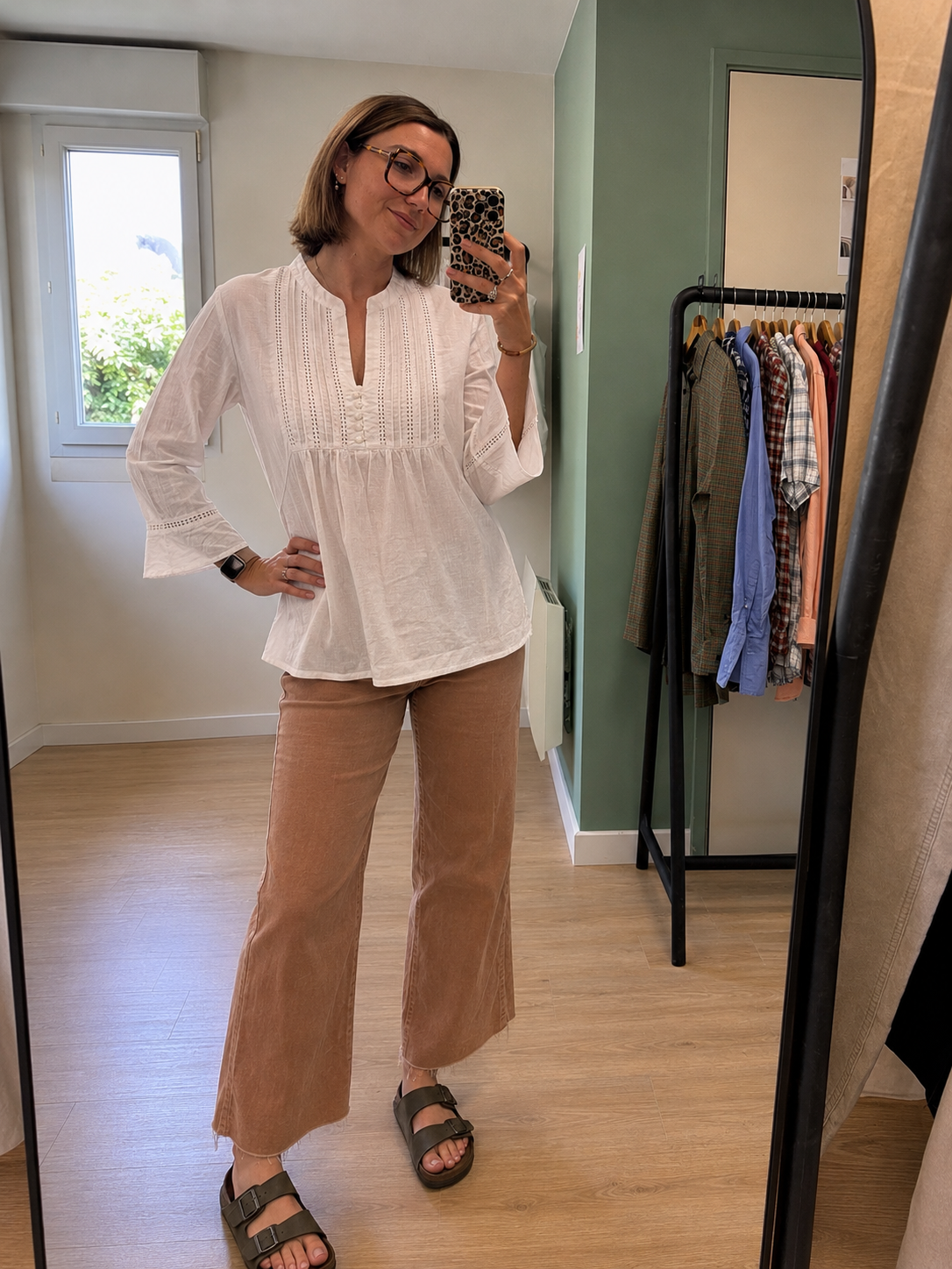 Blouse blanche en coton à plastron ajouré Target femme L