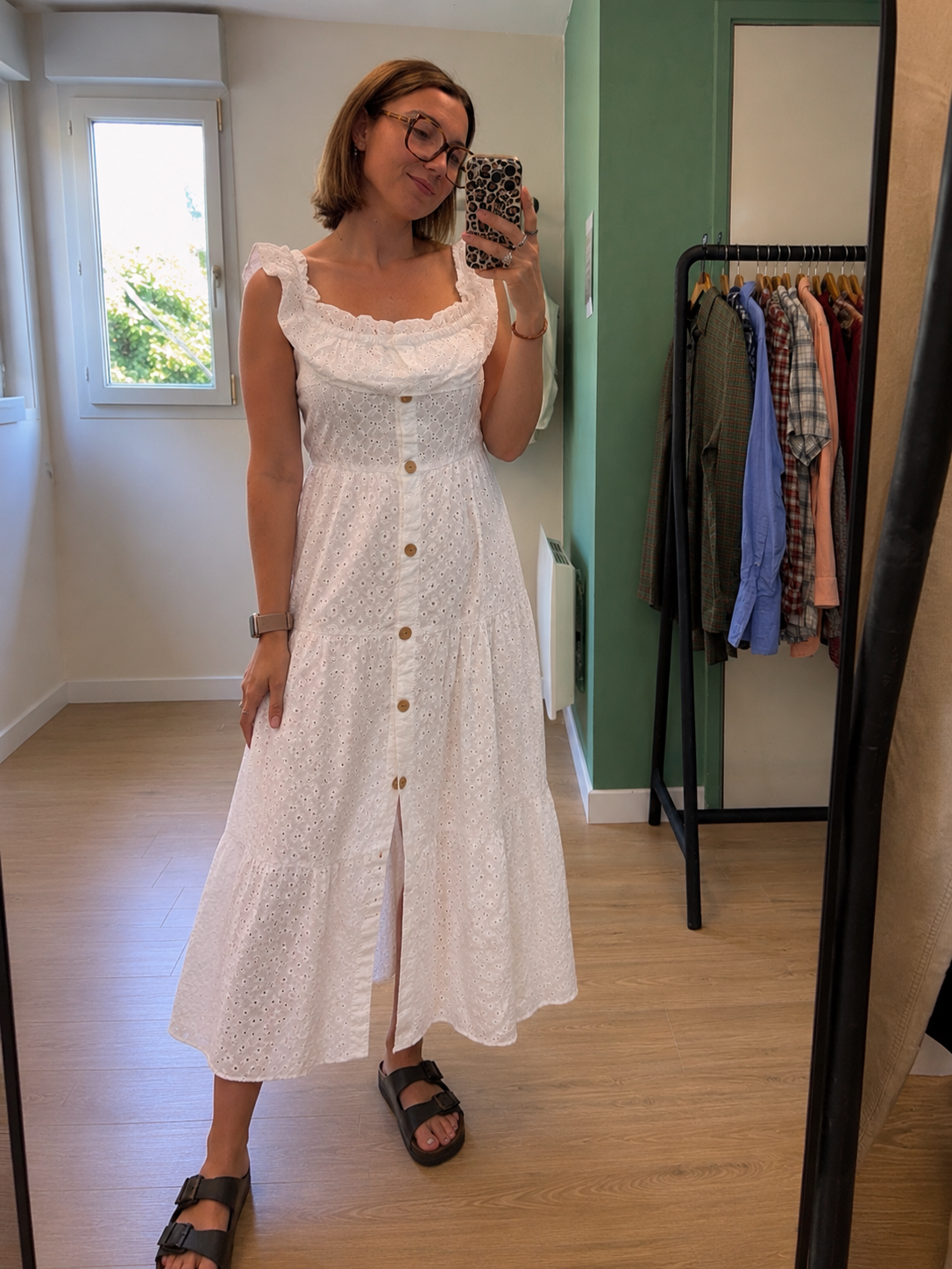 Robe longue blanche en broderie anglaise femme S