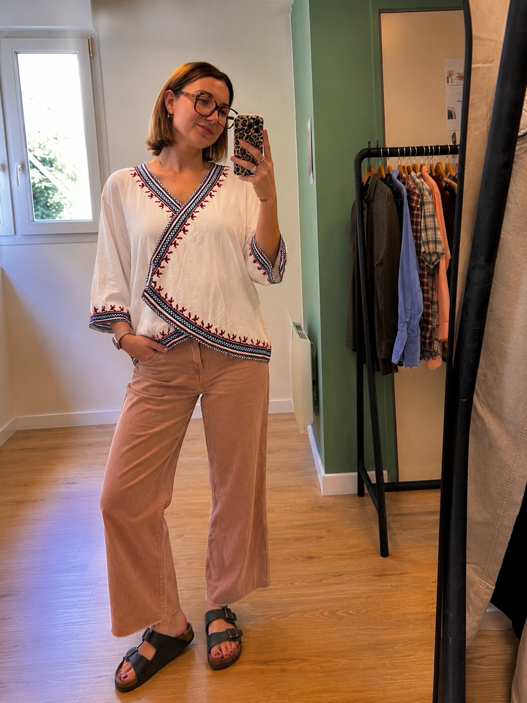 Blouse cache-cœur brodée blanche Forever 21 femme M