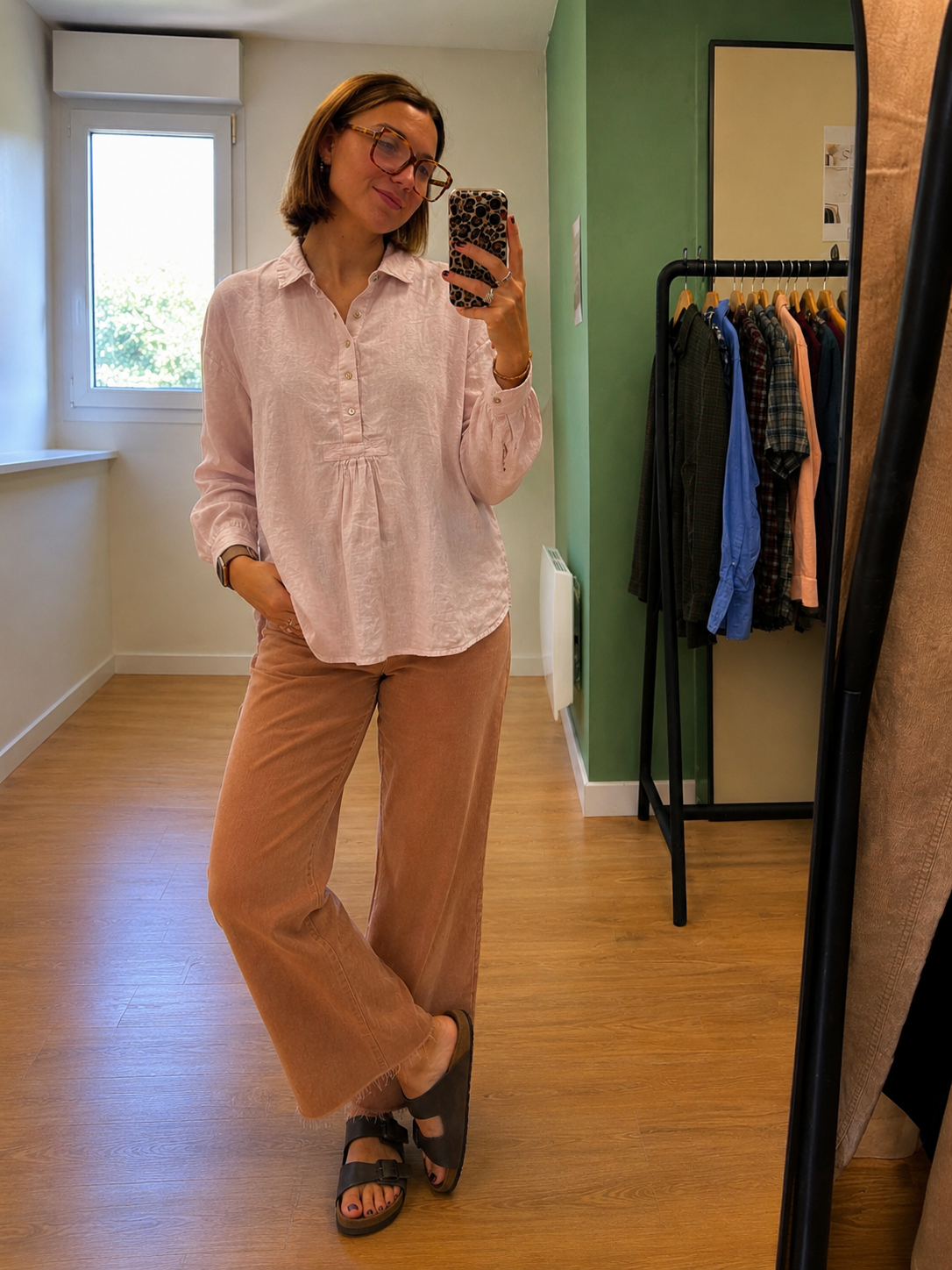 Chemise en lin blanc manches longues femme L